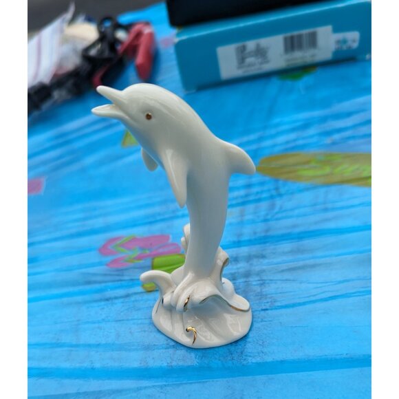 Dolphin Lenox Porcelain Figurine with 24K Gold Accent Trim 4" Inch tall - Picture 1 of 2